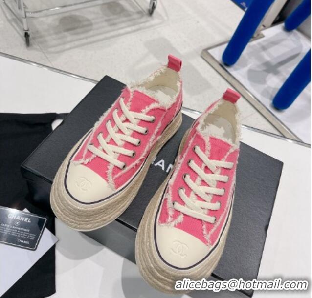 Super Quality Chanel Canvas Platform Sneakers 5cm 030462 Pink