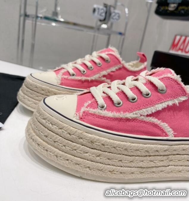 Super Quality Chanel Canvas Platform Sneakers 5cm 030462 Pink