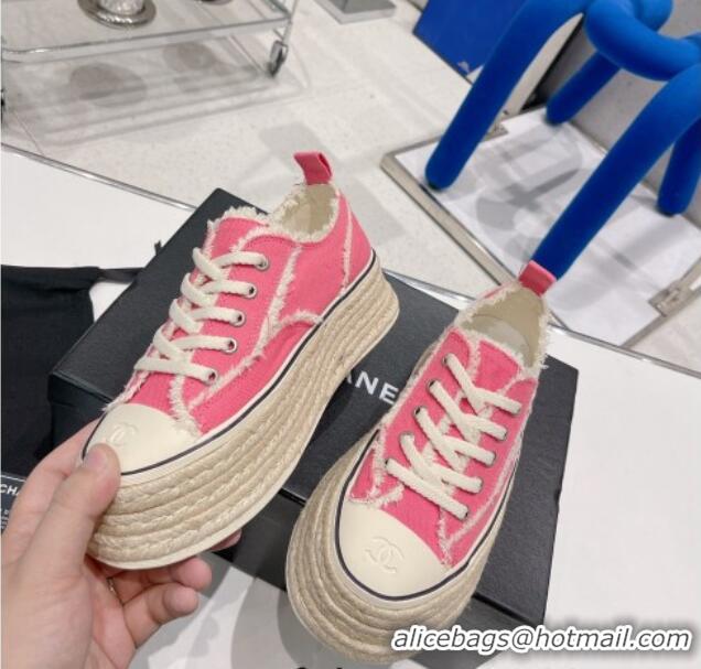 Super Quality Chanel Canvas Platform Sneakers 5cm 030462 Pink