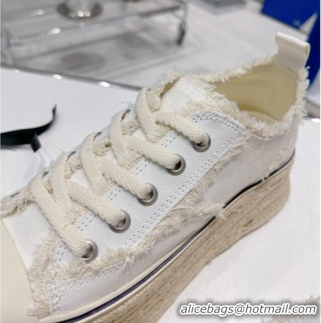 AAAAA Chanel Canvas Platform Sneakers 5cm 030462 White