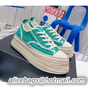 Duplicate Chanel Canvas Platform Sneakers 5cm 030462 Green