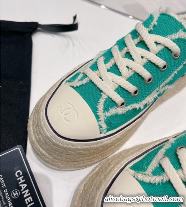 Duplicate Chanel Canvas Platform Sneakers 5cm 030462 Green