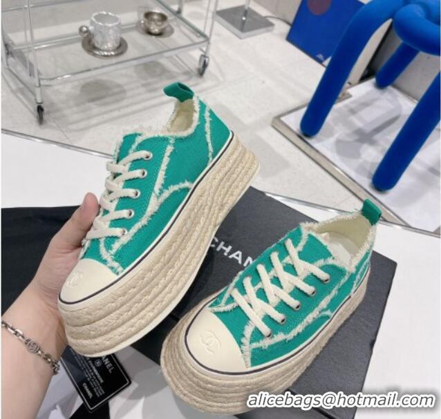 Duplicate Chanel Canvas Platform Sneakers 5cm 030462 Green