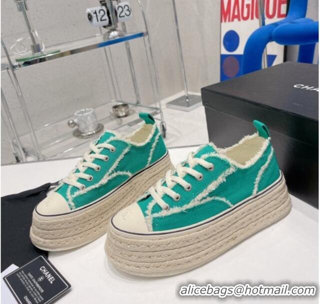 Duplicate Chanel Canvas Platform Sneakers 5cm 030462 Green