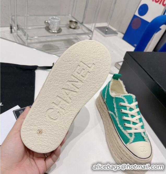 Duplicate Chanel Canvas Platform Sneakers 5cm 030462 Green