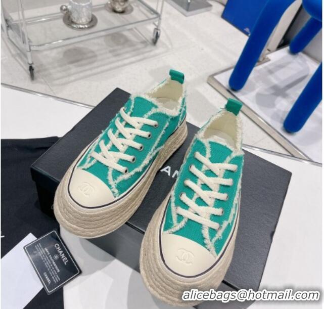 Duplicate Chanel Canvas Platform Sneakers 5cm 030462 Green