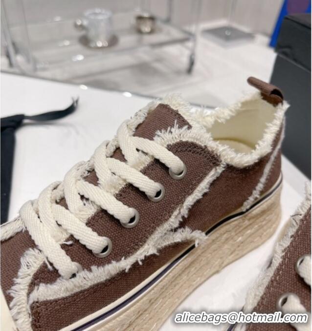 Charming Chanel Canvas Platform Sneakers 5cm Brown 030468