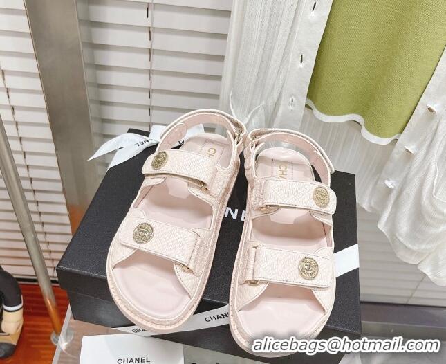 Trendy Design Chanel Stone Embossed Strap Sandals G35927 Light Pink