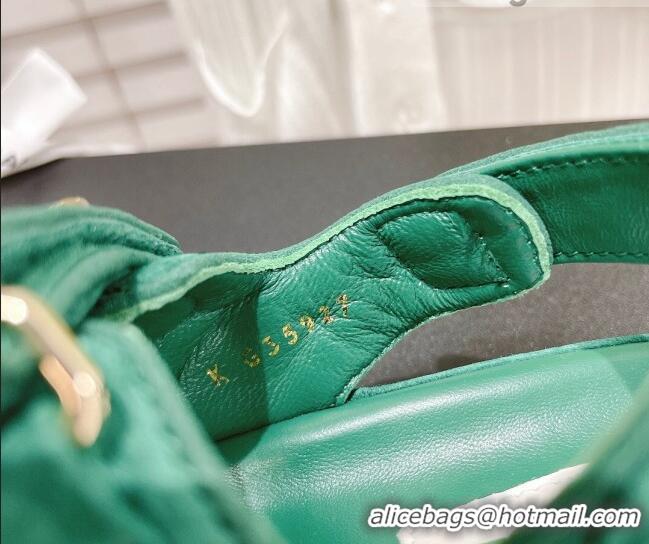 Good Product Chanel Washed-Effect Suede Strap Sandals G35927 Green