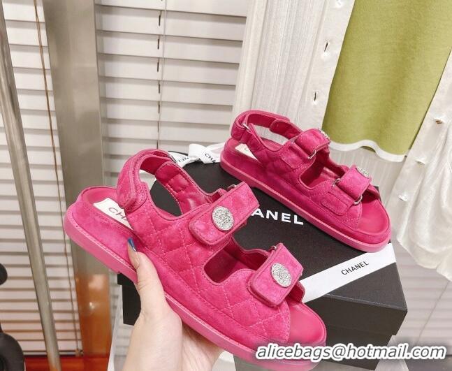 Low Price Chanel Washed-Effect Suede Strap Sandals G35927 Pink