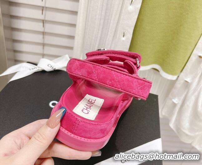 Low Price Chanel Washed-Effect Suede Strap Sandals G35927 Pink