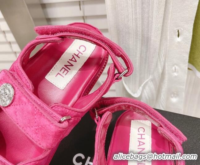 Low Price Chanel Washed-Effect Suede Strap Sandals G35927 Pink