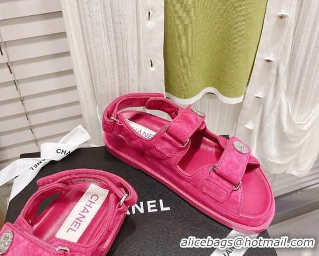 Low Price Chanel Washed-Effect Suede Strap Sandals G35927 Pink