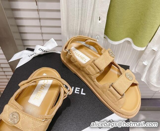 Grade Design Chanel Washed-Effect Suede Strap Sandals G35927 Yellow