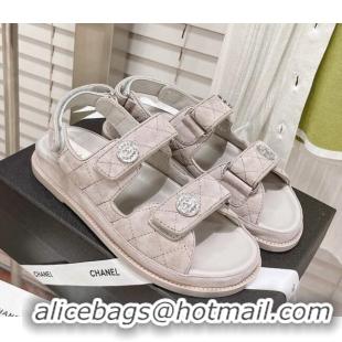 Imitation Chanel Washed-Effect Suede Strap Sandals G35927 Light Gray