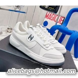 Unique Style Chanel Fabric, Suede & Calfskin Sneakers G38803 Light Gray