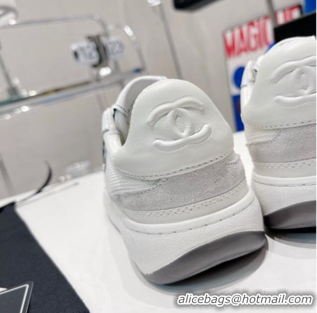 Unique Style Chanel Fabric, Suede & Calfskin Sneakers G38803 Light Gray