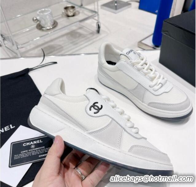 Unique Style Chanel Fabric, Suede & Calfskin Sneakers G38803 Light Gray