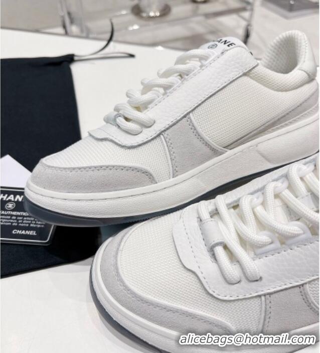 Unique Style Chanel Fabric, Suede & Calfskin Sneakers G38803 Light Gray