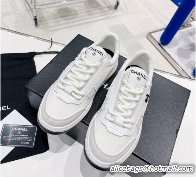 Unique Style Chanel Fabric, Suede & Calfskin Sneakers G38803 Light Gray