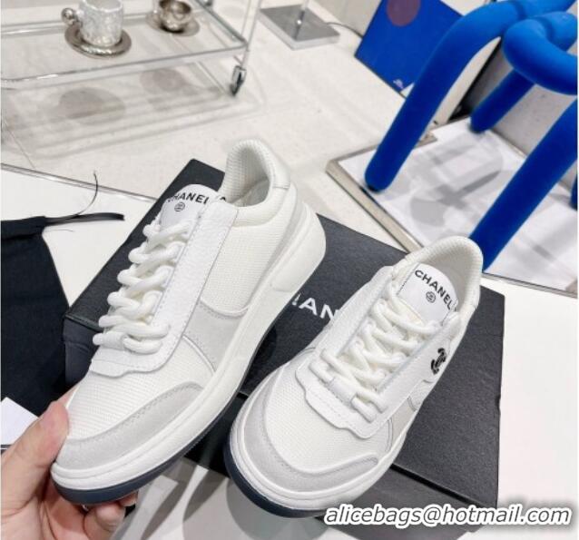 Unique Style Chanel Fabric, Suede & Calfskin Sneakers G38803 Light Gray