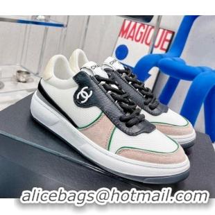 Crafted Chanel Fabric, Suede & Calfskin Sneakers G38803 Nude