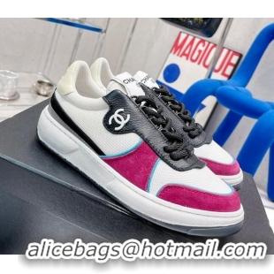 Best Grade Chanel Fabric, Suede & Calfskin Sneakers G38803 Dark Pink