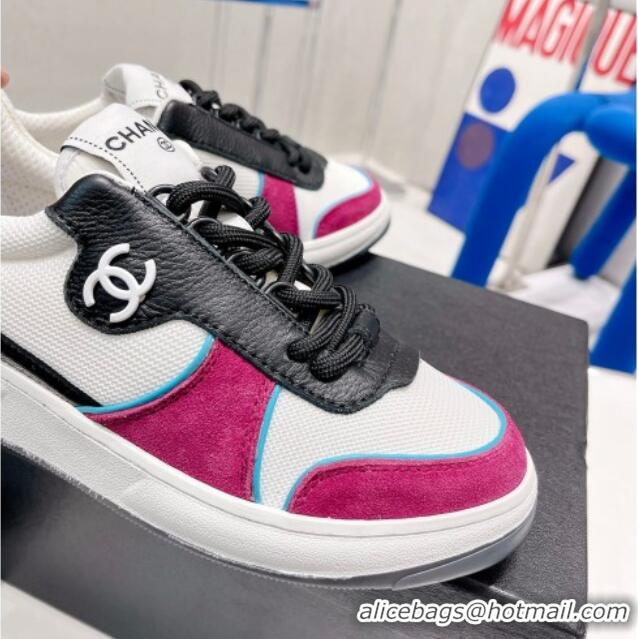 Best Grade Chanel Fabric, Suede & Calfskin Sneakers G38803 Dark Pink