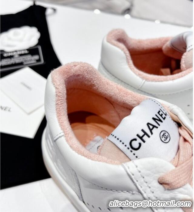 Charming Chanel Calfskin Sneakers White/Pink 030535