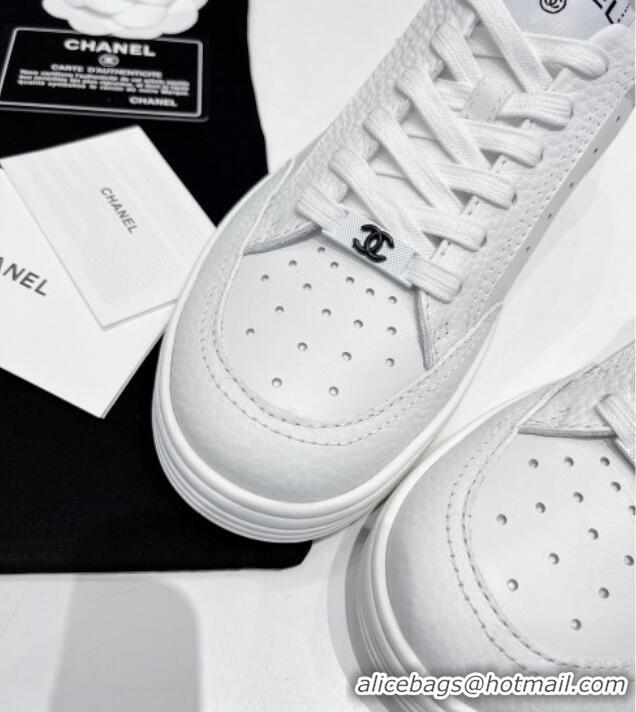 Discount Chanel Calfskin Sneakers 030536 White