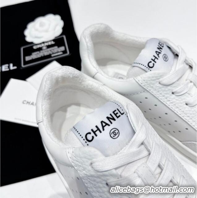 Discount Chanel Calfskin Sneakers 030536 White