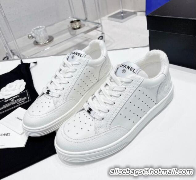 Discount Chanel Calfskin Sneakers 030536 White