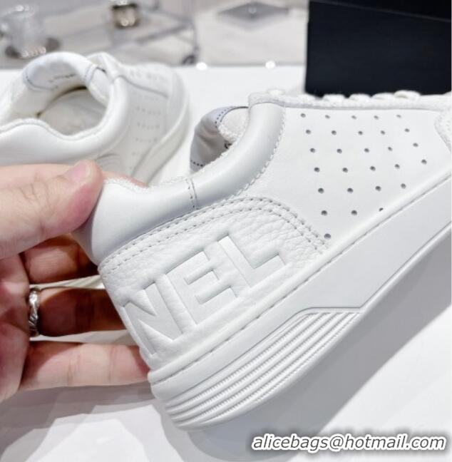 Discount Chanel Calfskin Sneakers 030536 White