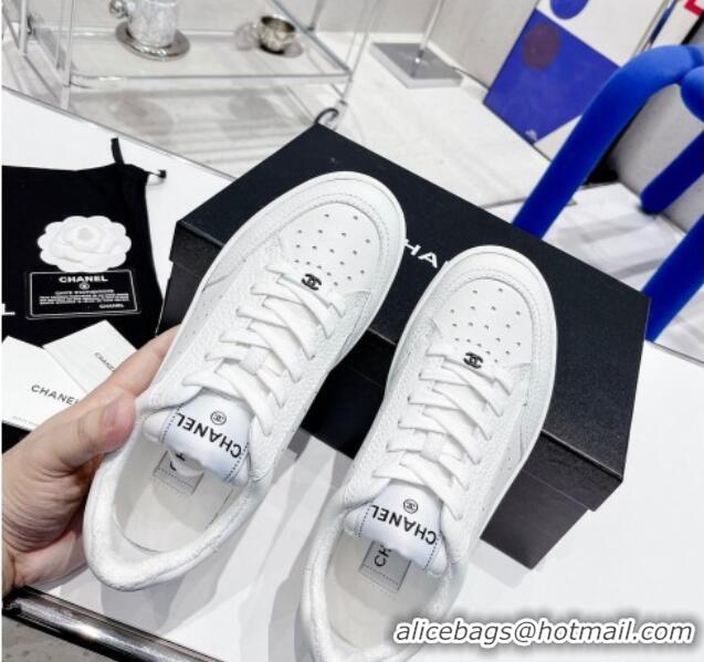 Discount Chanel Calfskin Sneakers 030536 White