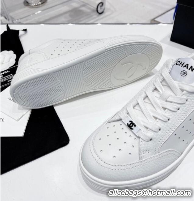 Discount Chanel Calfskin Sneakers 030536 White