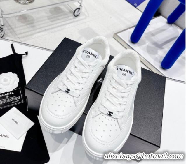 Discount Chanel Calfskin Sneakers 030536 White