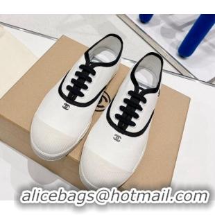 AAAAA Chanel Canvas Sneakers White/Black 030538