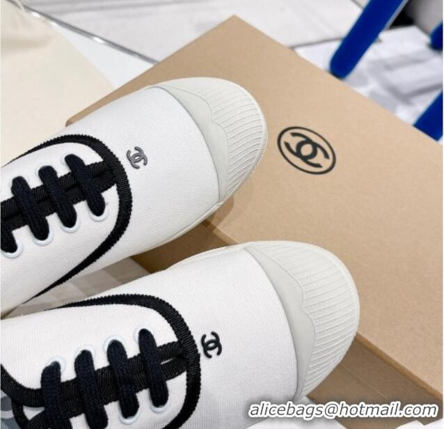 AAAAA Chanel Canvas Sneakers White/Black 030538