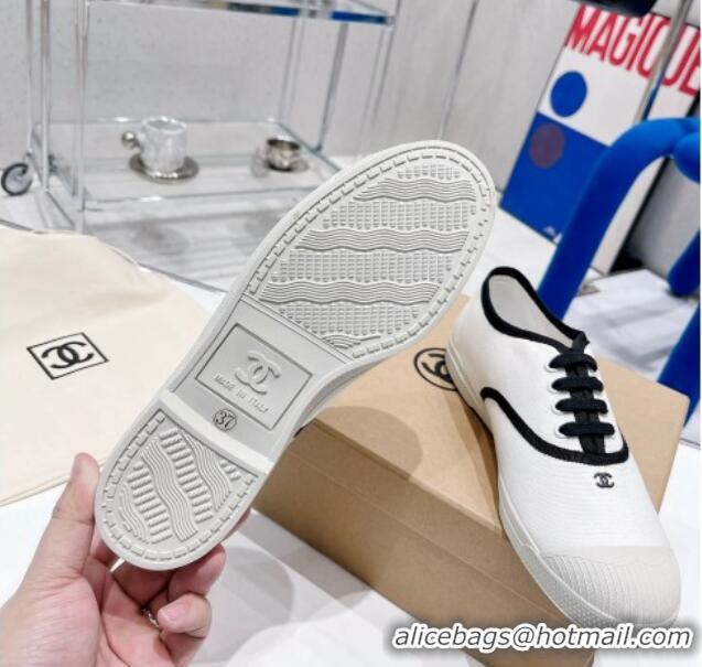 AAAAA Chanel Canvas Sneakers White/Black 030538