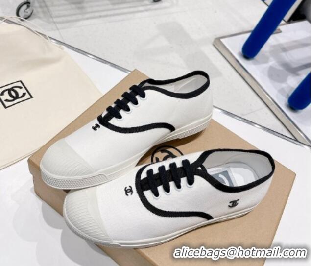 AAAAA Chanel Canvas Sneakers White/Black 030538