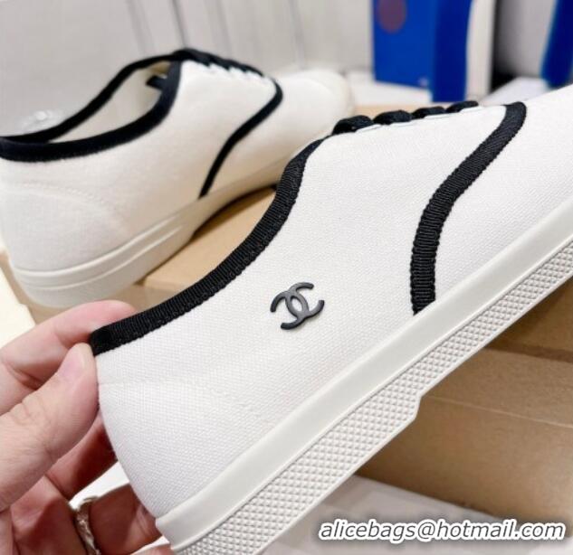 AAAAA Chanel Canvas Sneakers White/Black 030538