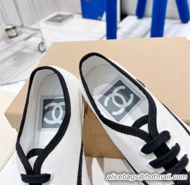 AAAAA Chanel Canvas Sneakers White/Black 030538