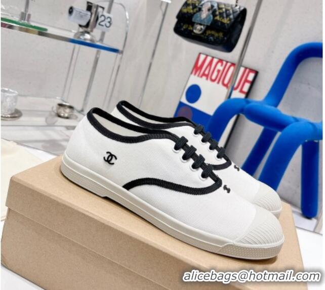 AAAAA Chanel Canvas Sneakers White/Black 030538