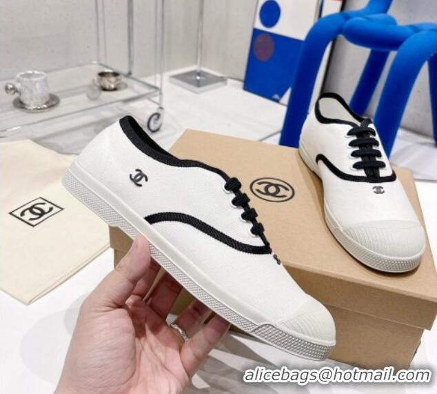 AAAAA Chanel Canvas Sneakers White/Black 030538