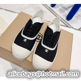 Hot Style Chanel Canvas Sneakers White/Black 030539