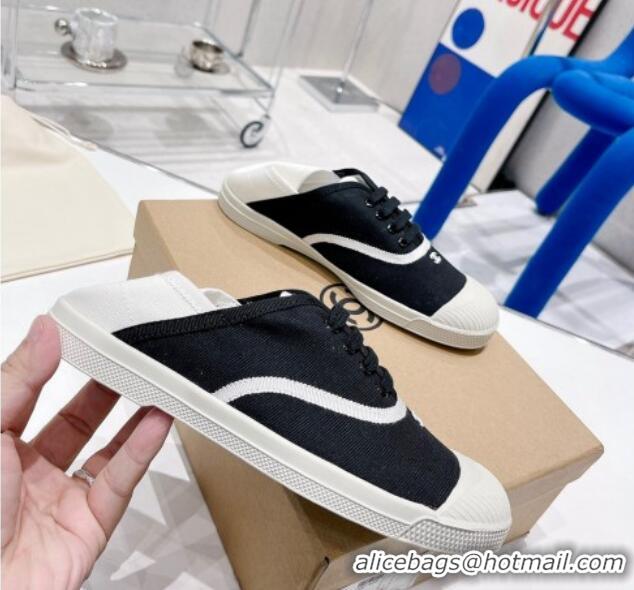 Hot Style Chanel Canvas Sneakers White/Black 030539