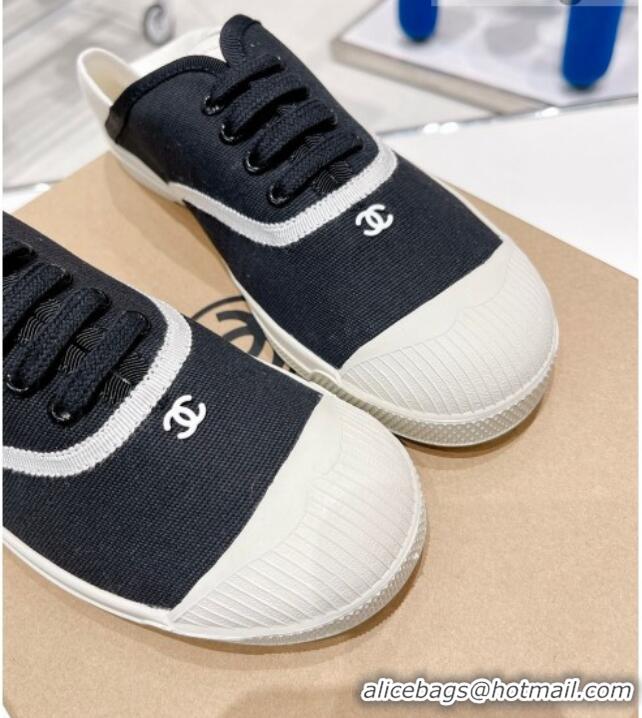 Hot Style Chanel Canvas Sneakers White/Black 030539