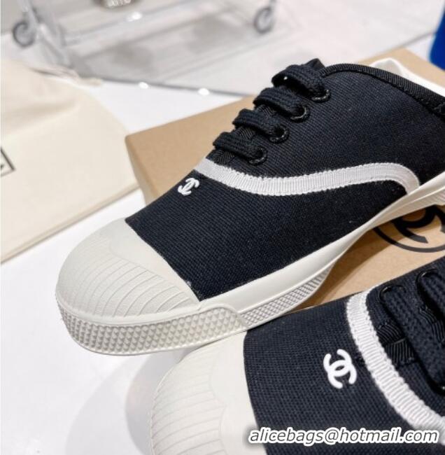 Hot Style Chanel Canvas Sneakers White/Black 030539