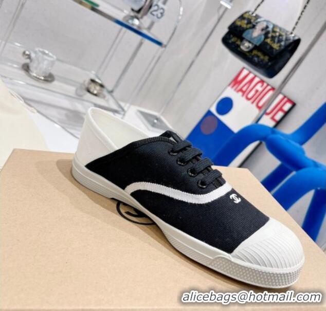 Hot Style Chanel Canvas Sneakers White/Black 030539