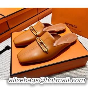 Hot Style Hermes Esmee Mule with Iconic Roulis Buckle 0209051 Brown